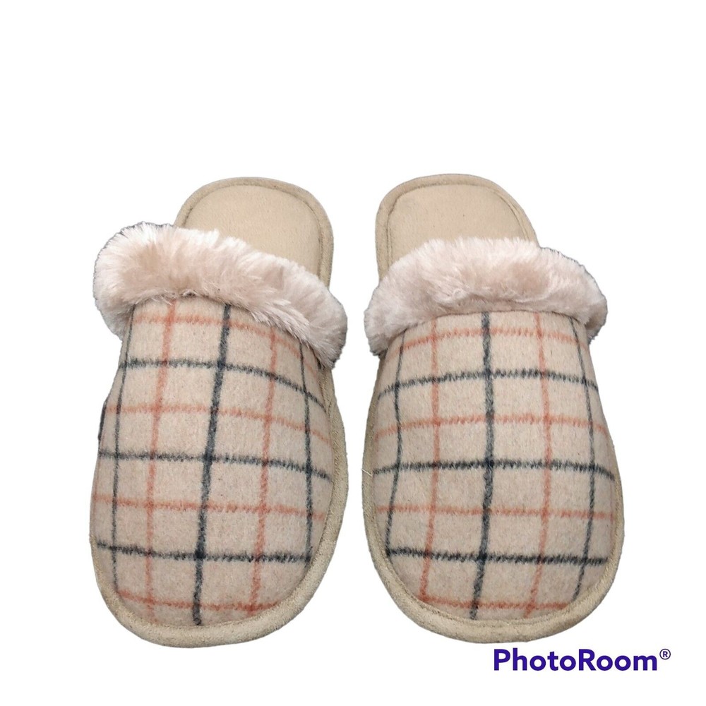 Slippers Faux Fur Soft Warm Slip On Memory Foam Cushion House Shoes Size Med